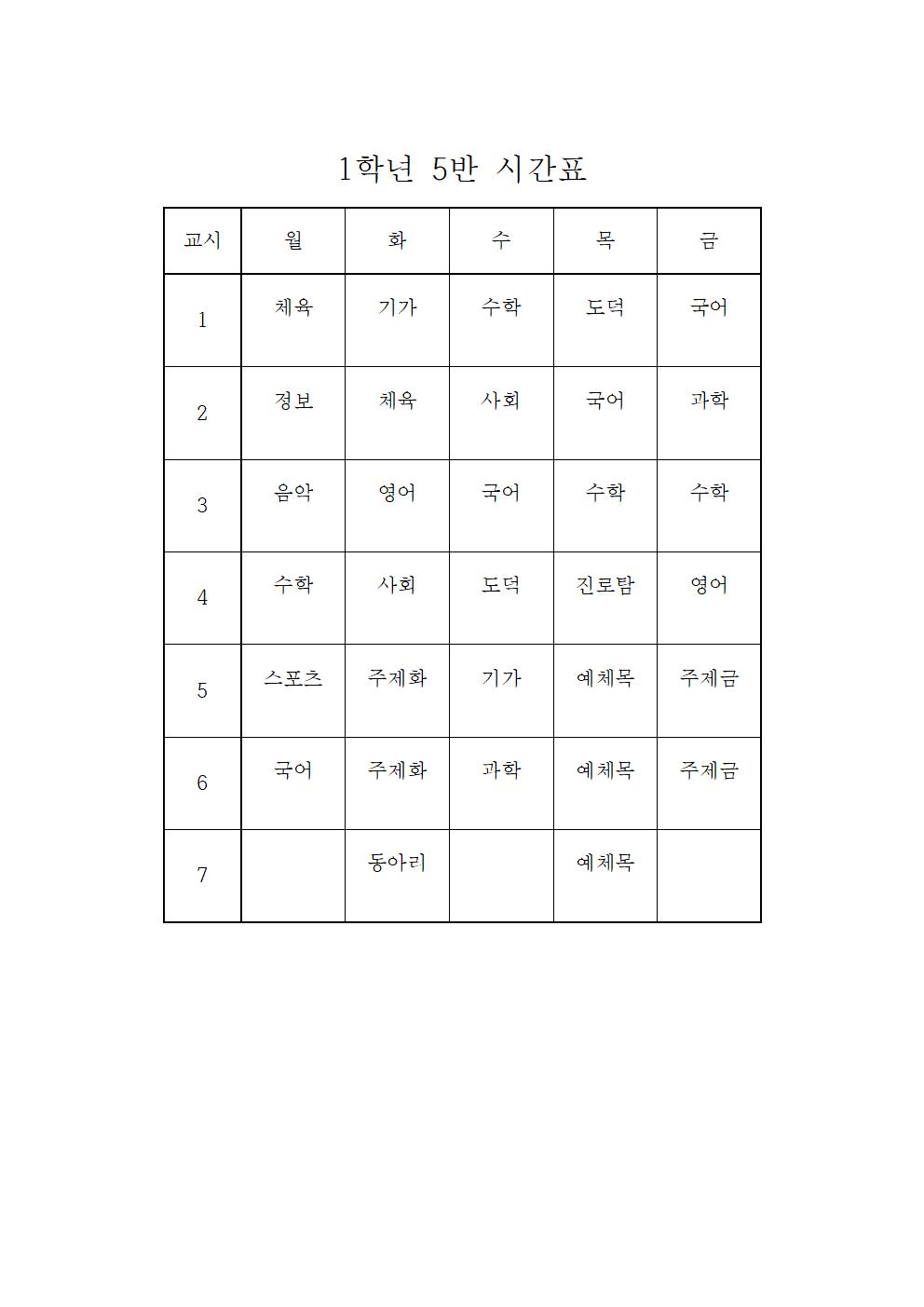 2021. 2학기 학급시간표(임시)(1)005