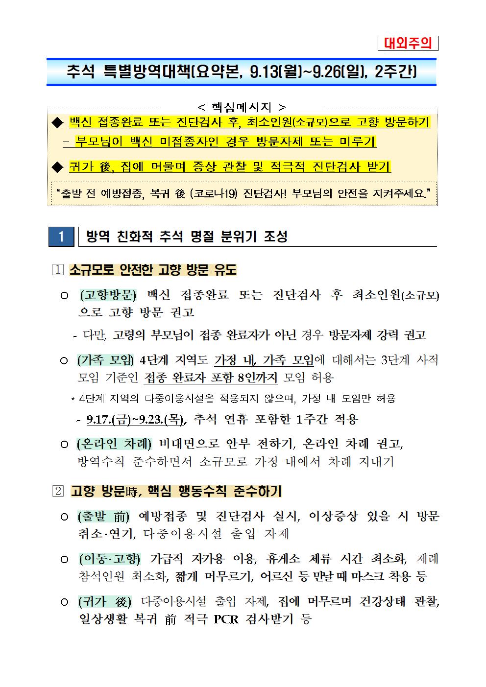 2021년 추석특별방역대책(요약본)(1)001